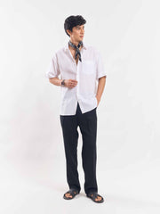 White Half Sleeve Linen Shirt